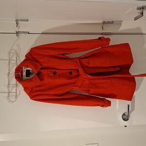 Banana Republic Women's Burnt Orange Wool Belted Coat with Hood (Size M)